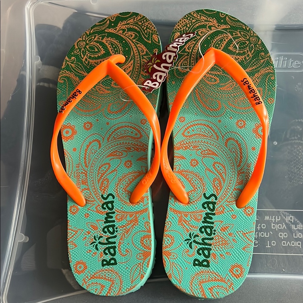 Bahamas Flip Flops with Orange Straps
